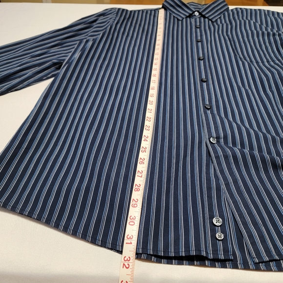 Claiborne Easy Care Blue with Stripes Button Down Shirt Men's Size XXL - Picture 5 of 15